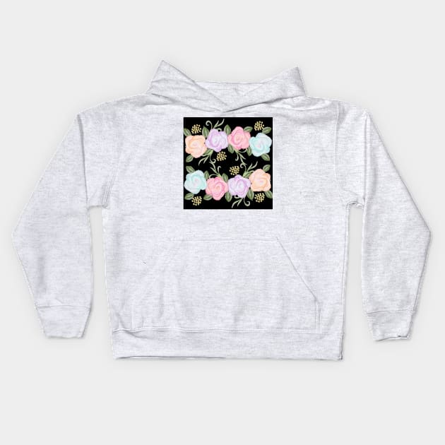 Watercolor Roses Kids Hoodie by Designoholic